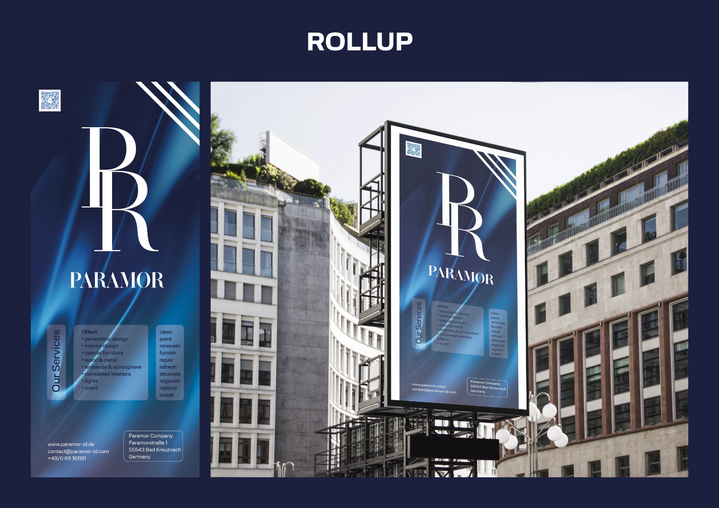 PARAMOR roll-up and billboard