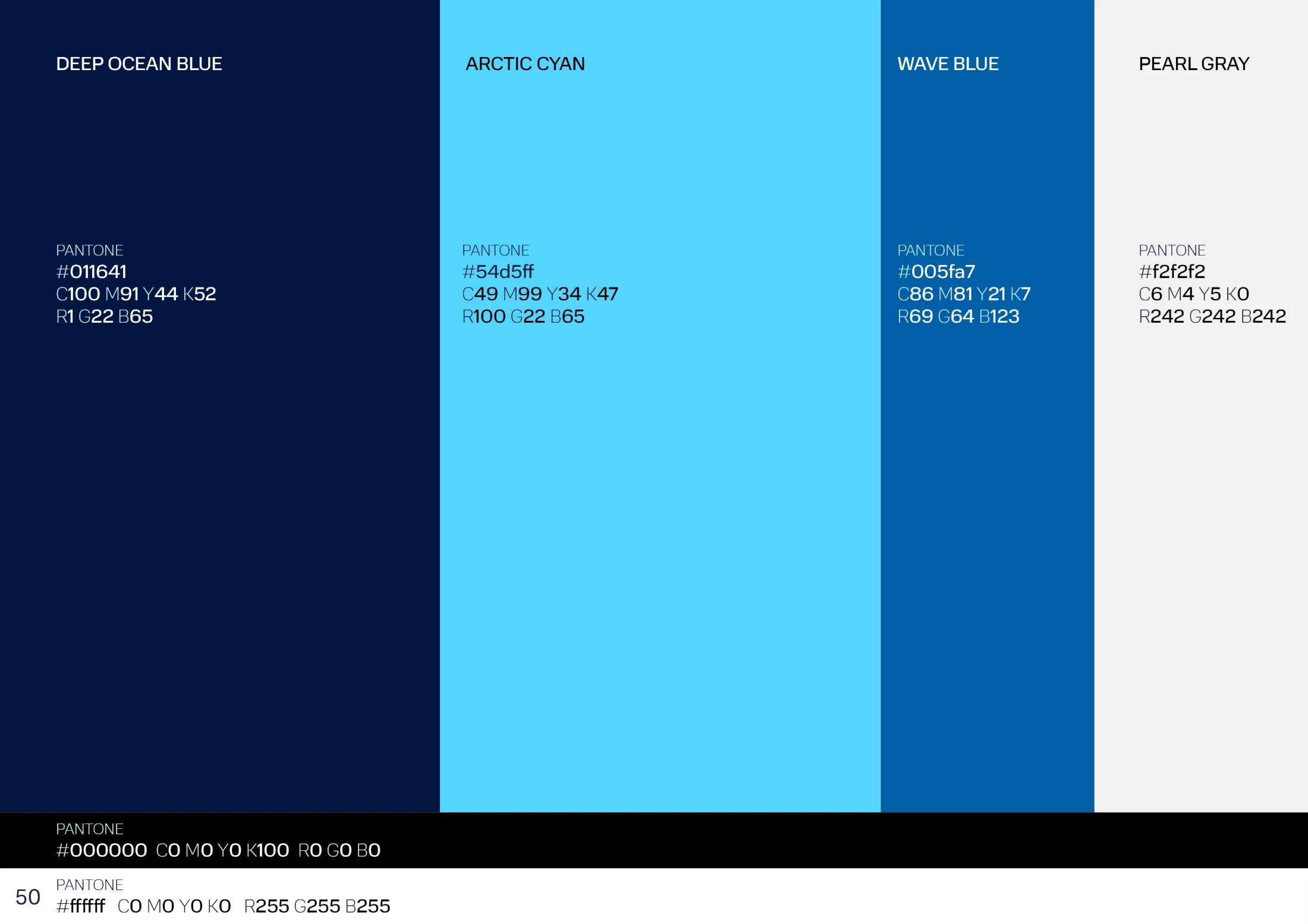 PARAMOR colour system: Deep Ocean Blue, Arctic Cyan, Wave Blue, Pearl Gray